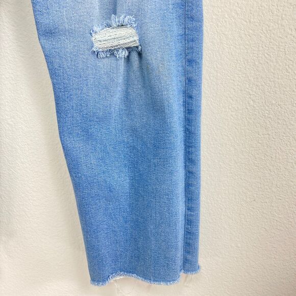 Levi Ribcage Straight Ankle Women Jeans Size 30 Button Front Med Wash Distressed - Picture 9 of 16